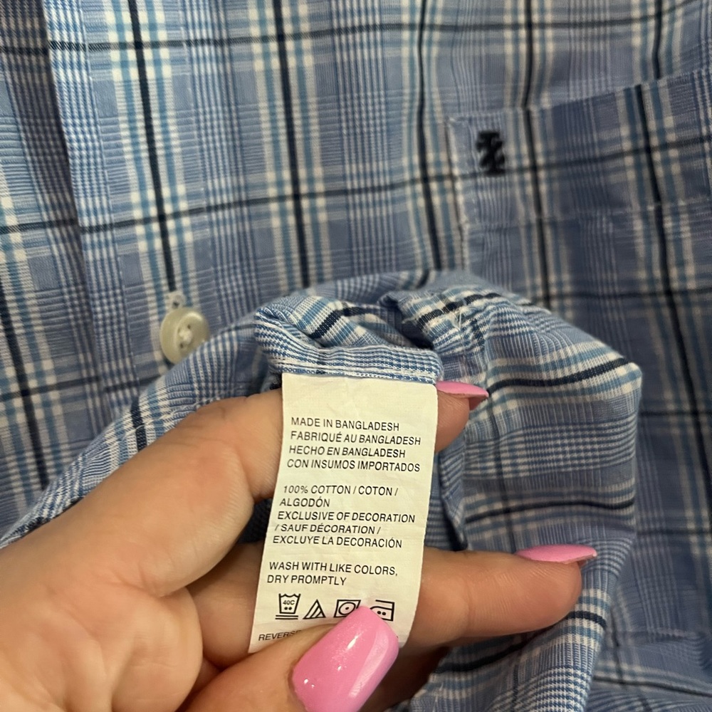 Men’s IZOD Blue Plaid Button Down Shirt Size Large VGC! - Picture 7 of 12